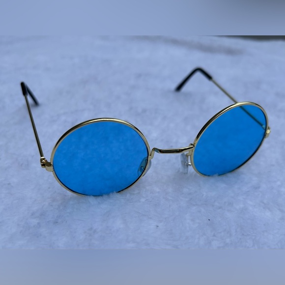 Blue Round Boho Hippie Sunglasses - Picture 6 of 10